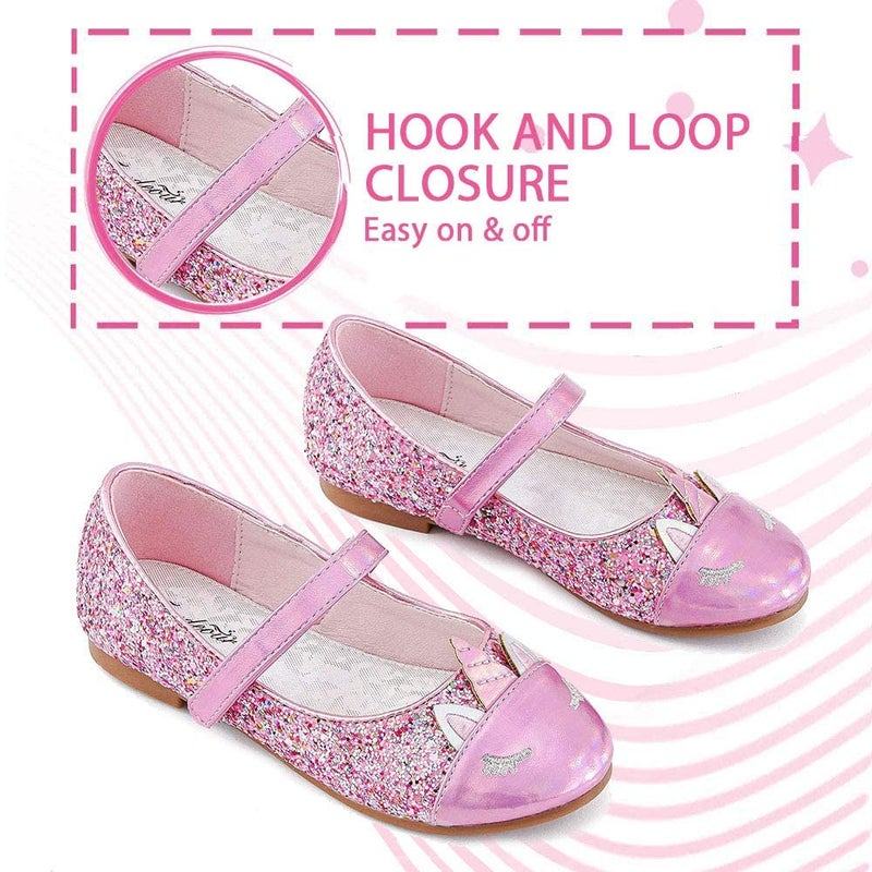 Furdeour Little Girls Flats Shoes Unicorn Princess Birthday Party Kids Wedding Pink Size 11(2502Pink 11) - Image 4